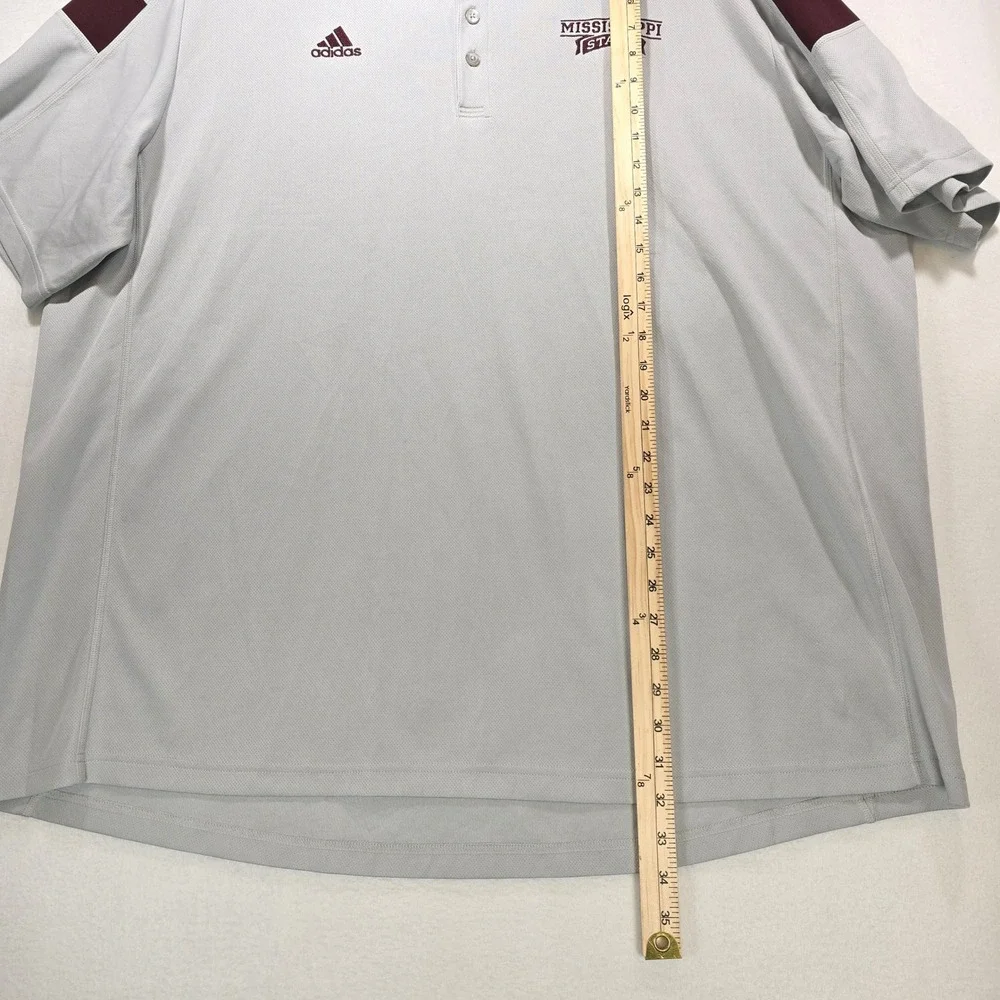 Adidas Mississippi State Bulldogs Climalite Polo Shirt Mens 3XL Gray Maroon